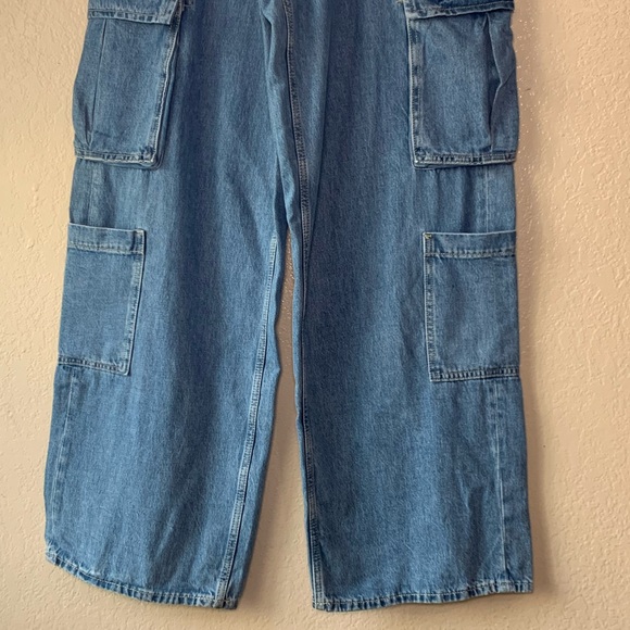 Old Navy Mid-Rise Baggy Wide-Leg Boho Y2K Cargo Denim Jeans Size 8 Tall - Picture 5 of 9